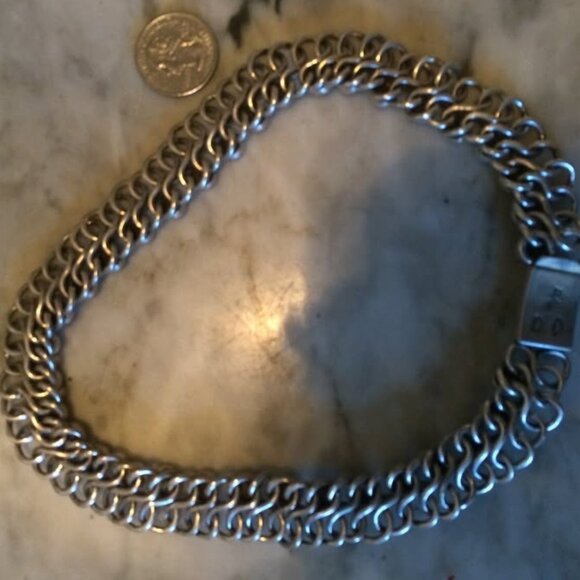 Vtg '80 Cleopatra collar choker onyx sterling silver 925 Taxco necklace 139 gr. - Picture 4 of 4